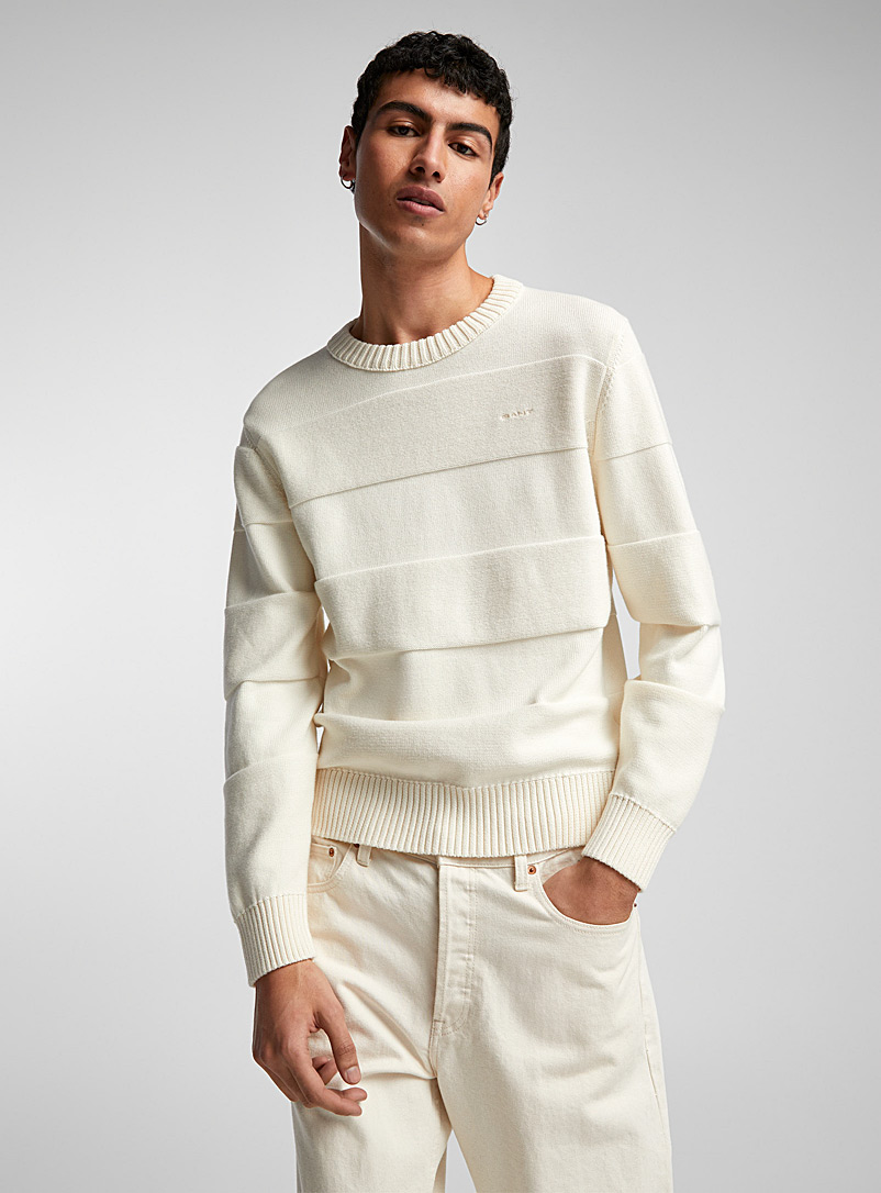 GANT Ivory/Cream Beige Embossed block sweater for men