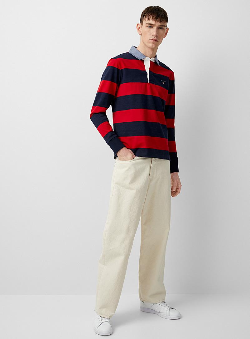 GANT: Le polo rugby col chambray Rouge pour homme