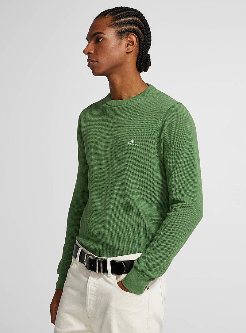 GANT Green Colourful piqué sweater for men