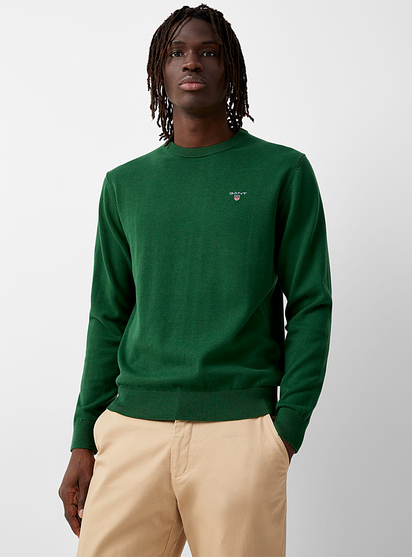 GANT Green Crest-logo crew neck sweater for men