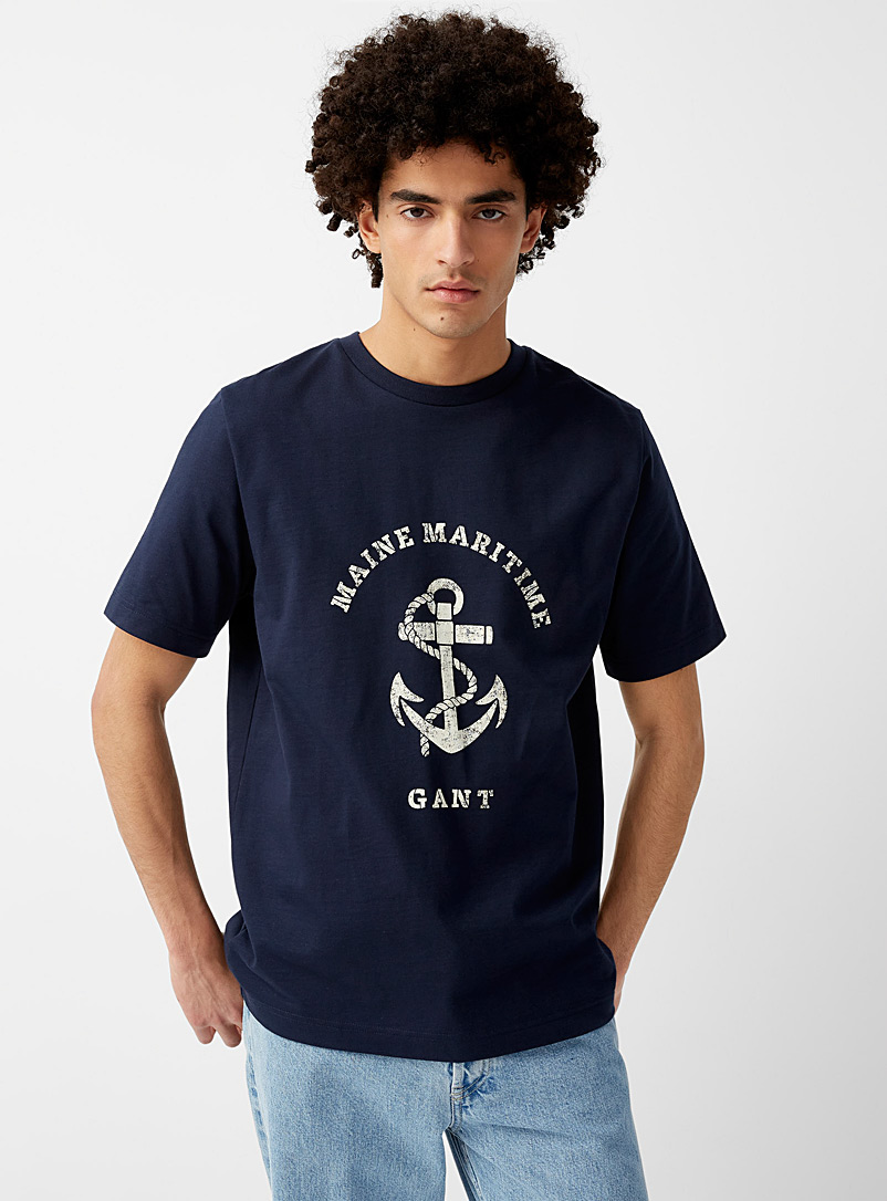 GANT Marine Blue Maine Maritime T-shirt for men