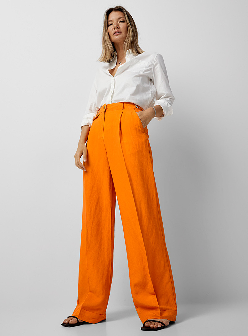 GANT: Le pantalon lin large orange éclatant Orange pour femme