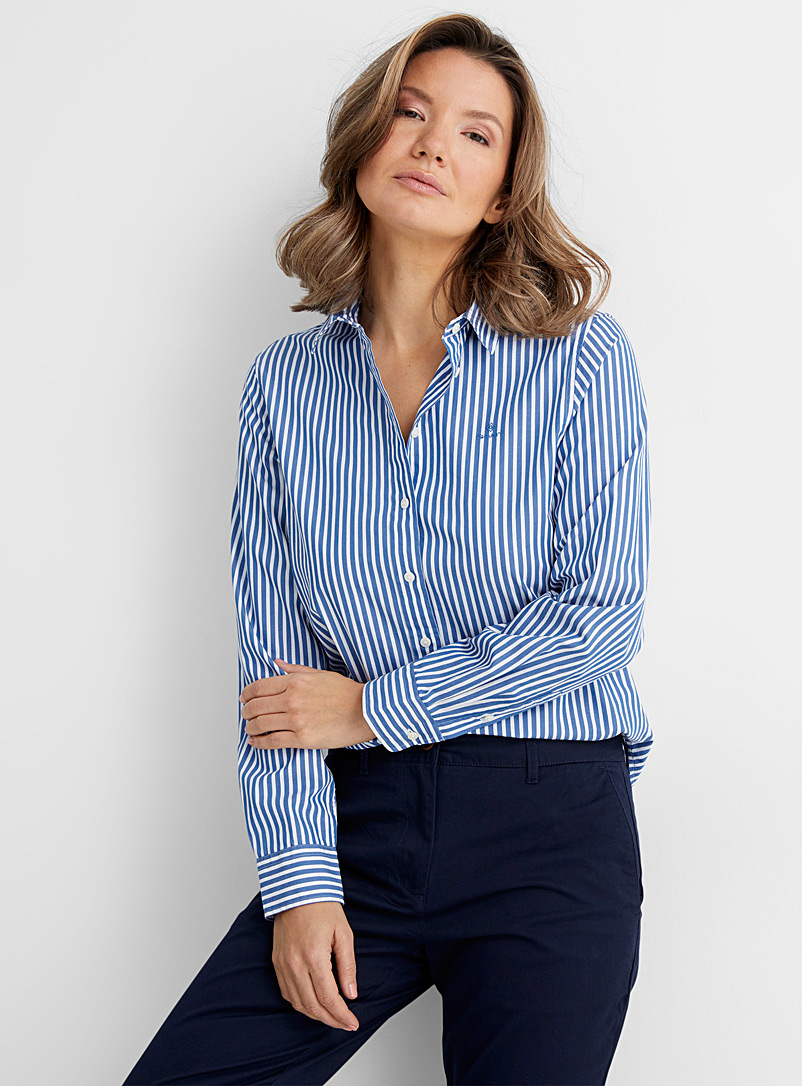 Gant Patterned Blue Two-tone stripes poplin shirt for women