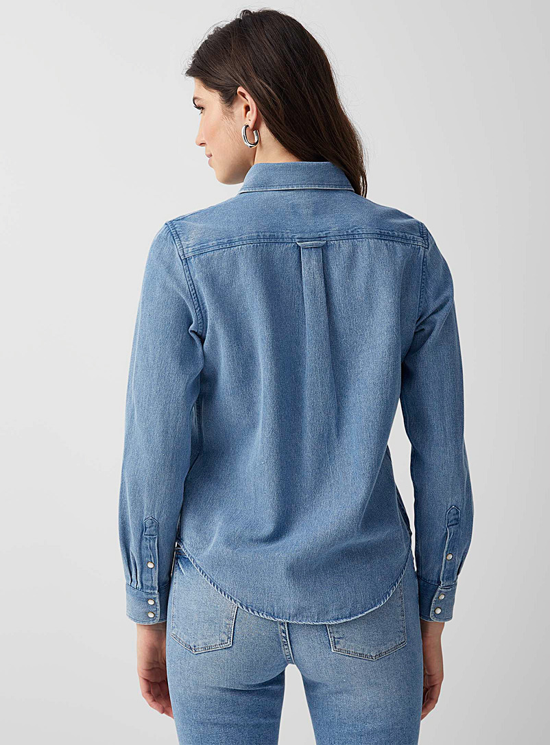 GANT: La chemise denim poche écusson Bleu pour femme