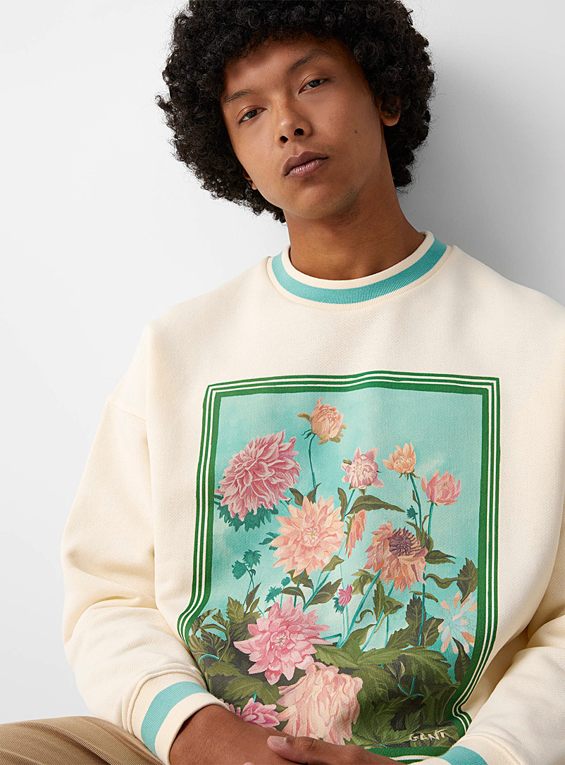 GANT Cream Beige Floral painting sweatshirt for men