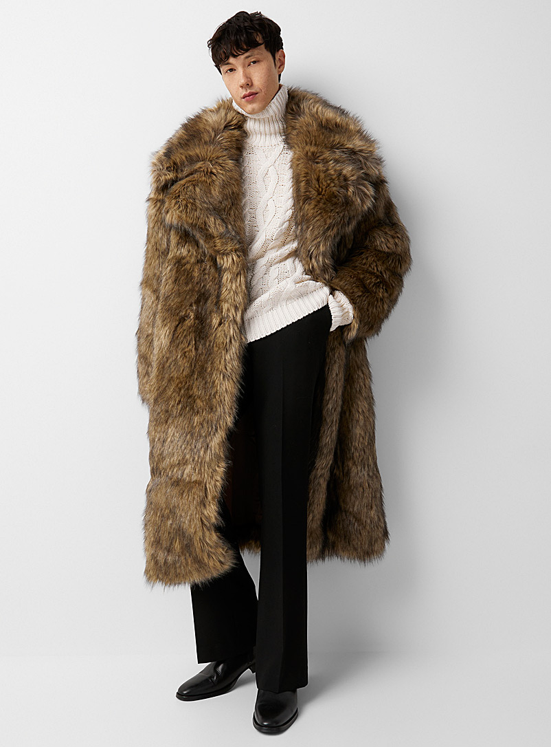 GANT Fawn Long faux-fur coat for men