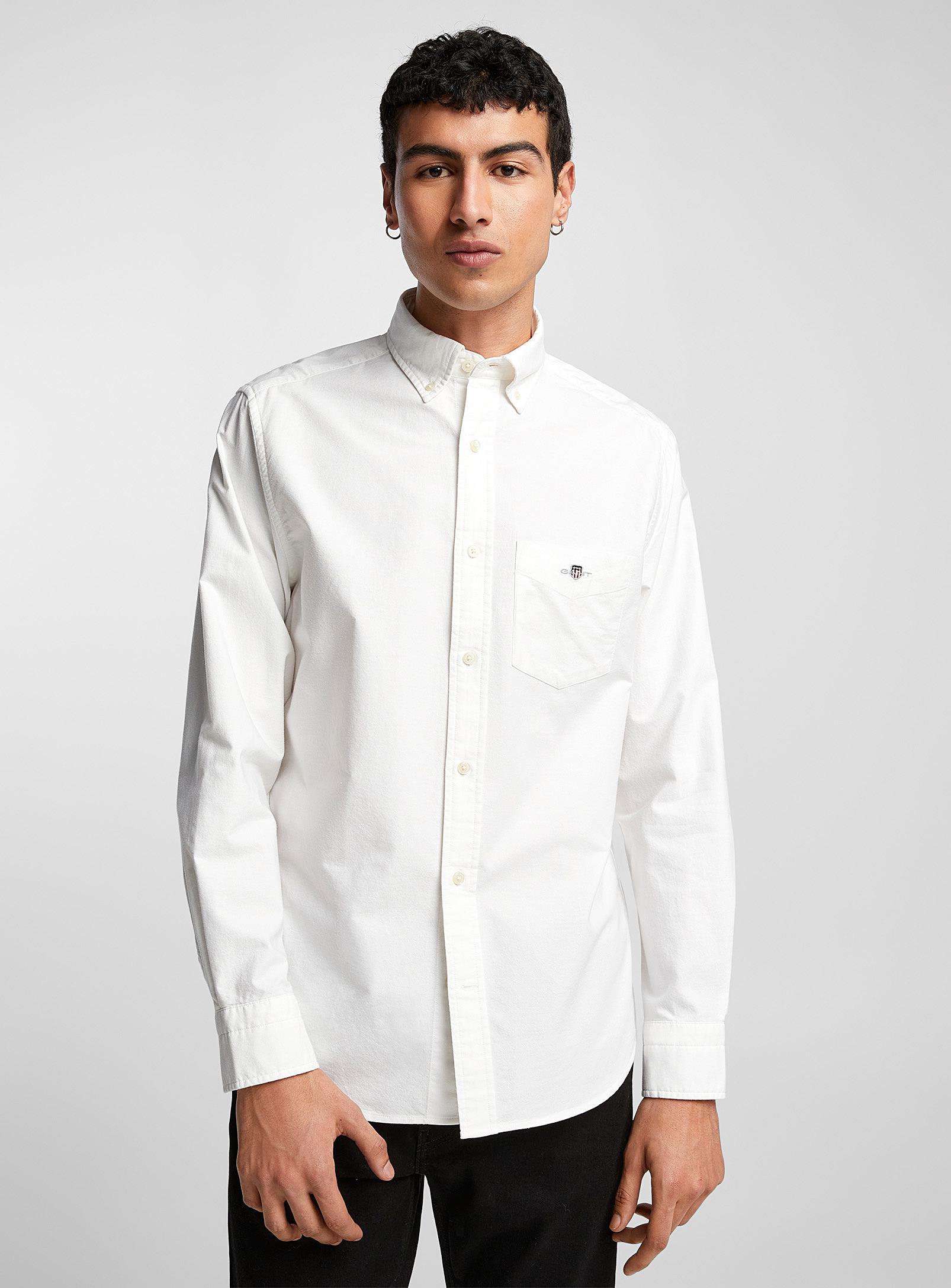 Gant Crest Logo Oxford Shirt In White