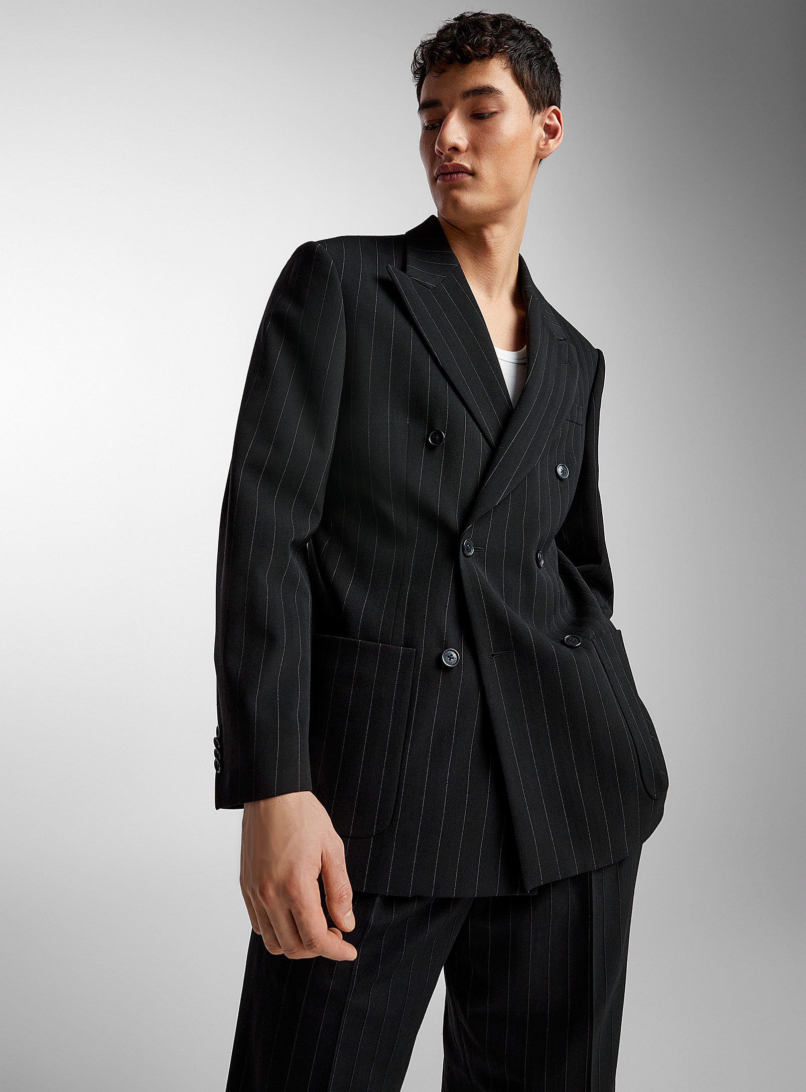 GANT - Men's Double-breasted banker-stripe blazer