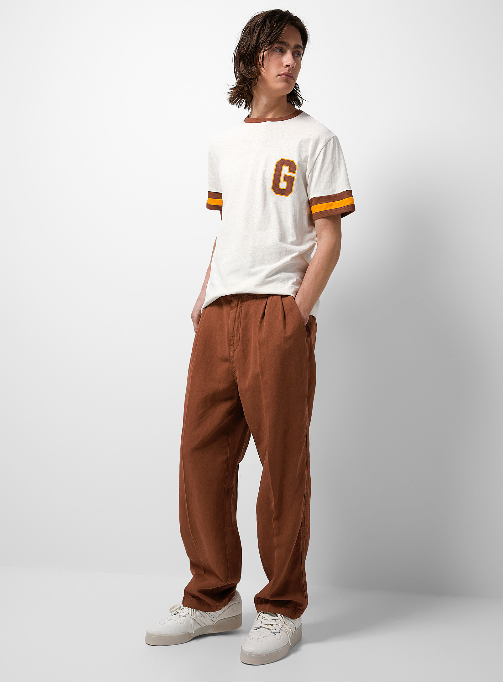 Gant Pleated Rust Chinos Loose Fit In Copper/rust