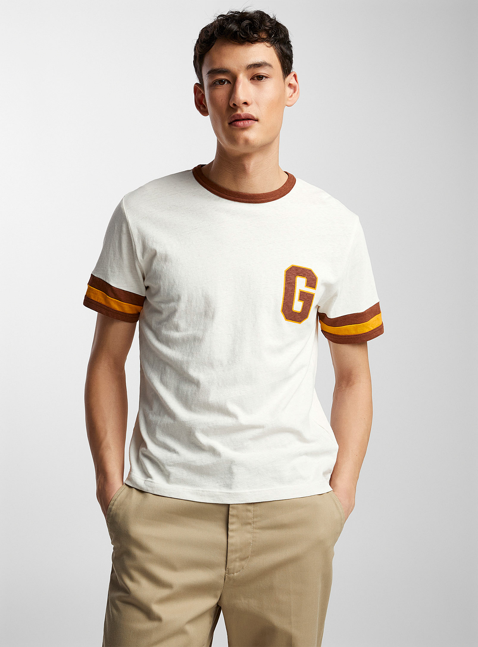 Gant Logo Retro T-shirt In Cream Beige