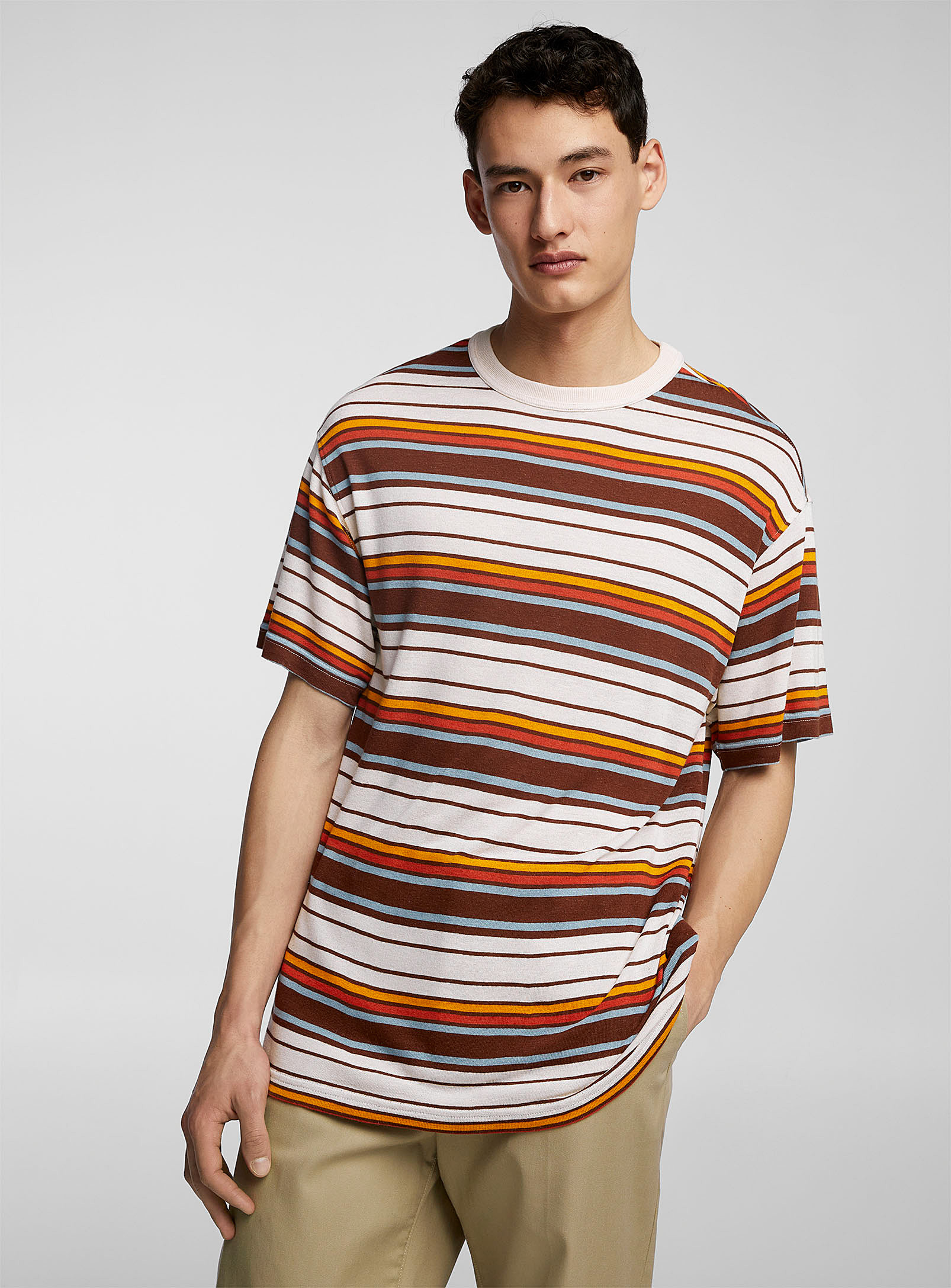 Gant Soft Jersey Striped T-shirt In Brown