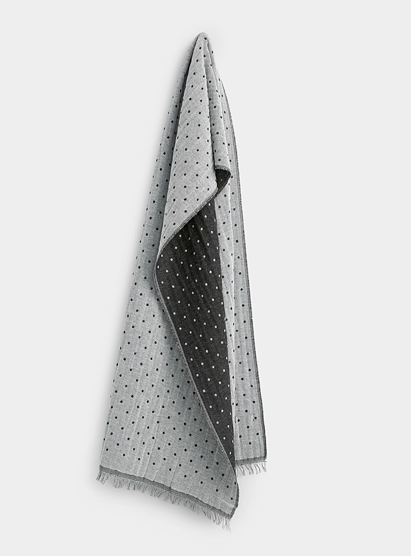 Le 31 Black Wool-blend pin dot scarf for men