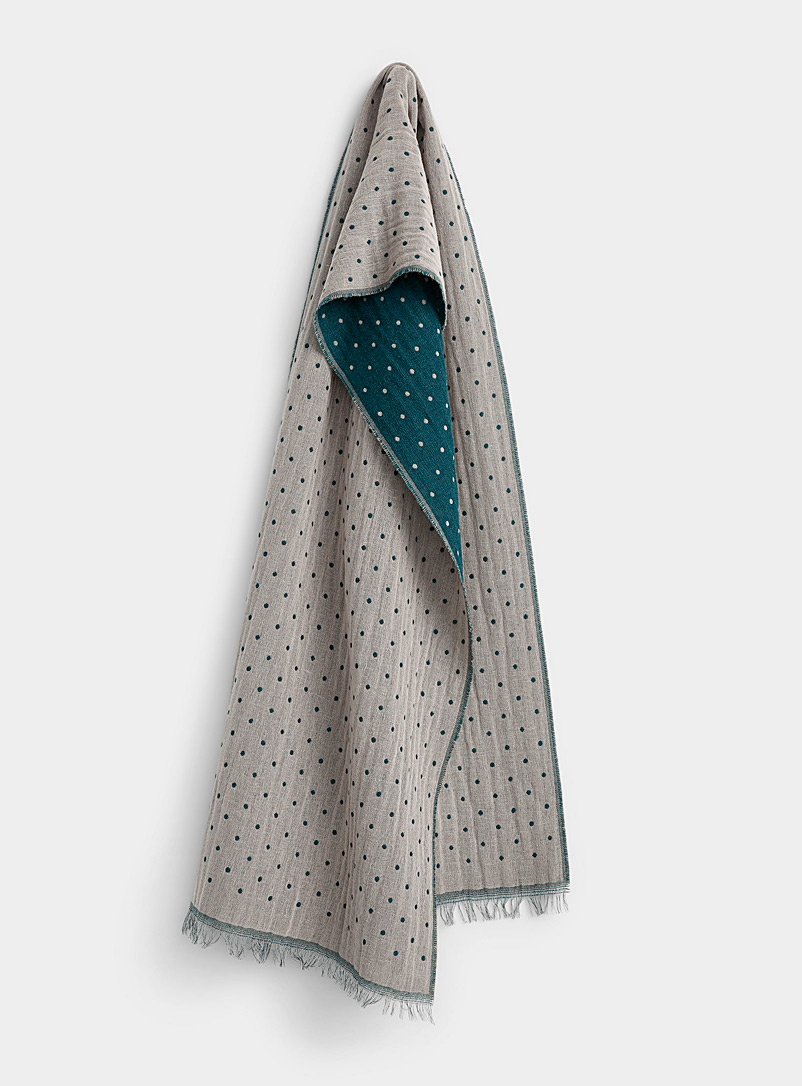 Le 31 Blue Wool-blend pin dot scarf for men
