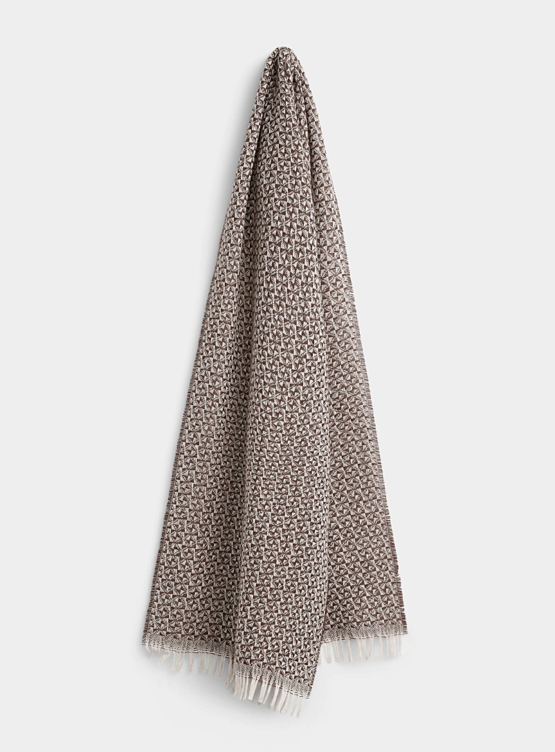 Le 31 Honey Geo print wool-blend scarf for men