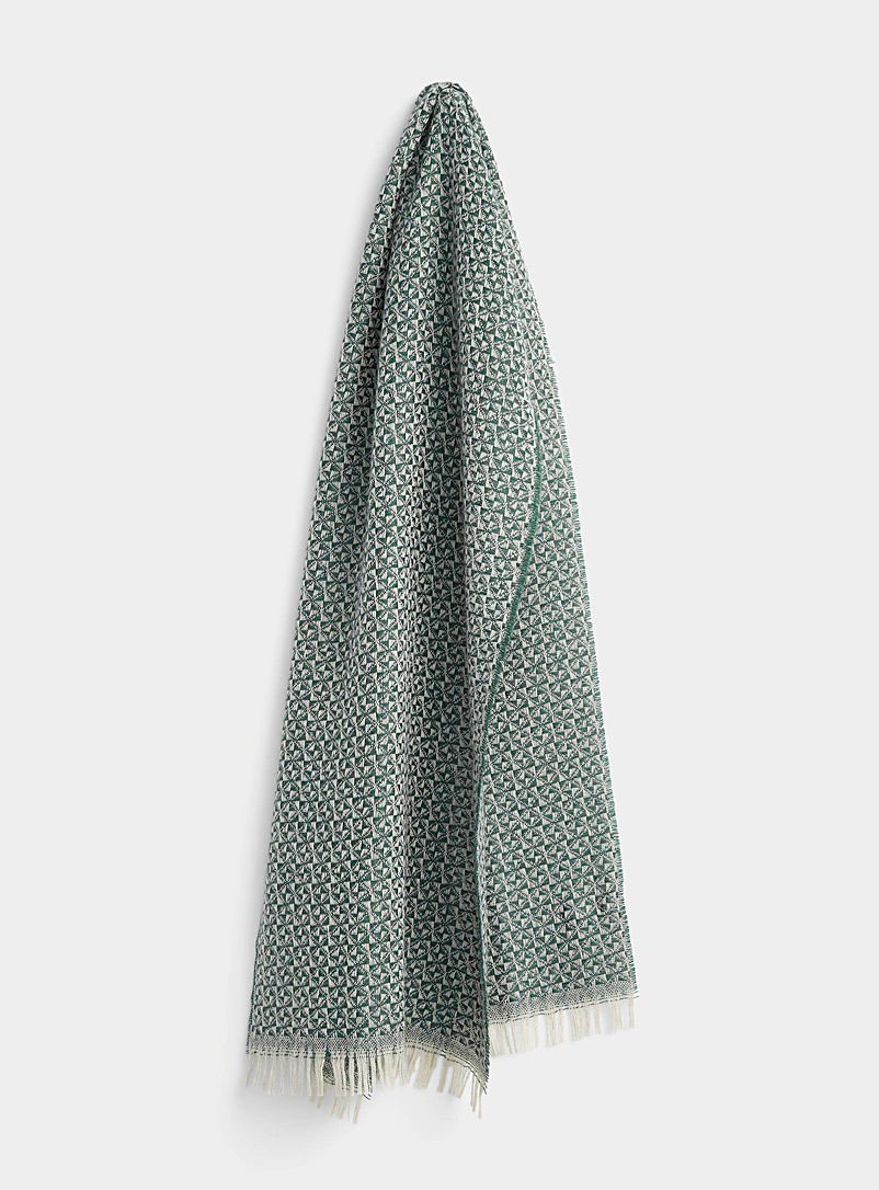 Le 31 Green Geo print wool-blend scarf for men