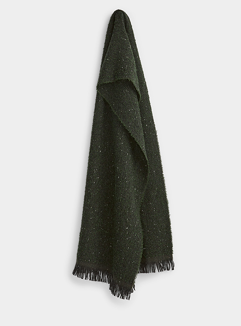 Le 31 Mossy Green Flecked tweed knit scarf for men