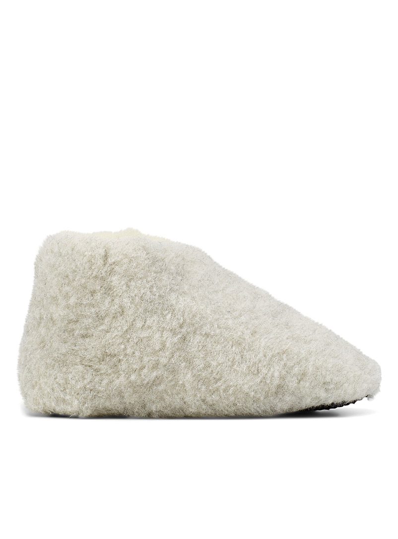 Yoko Light Grey Pure wool bootie slippers for women