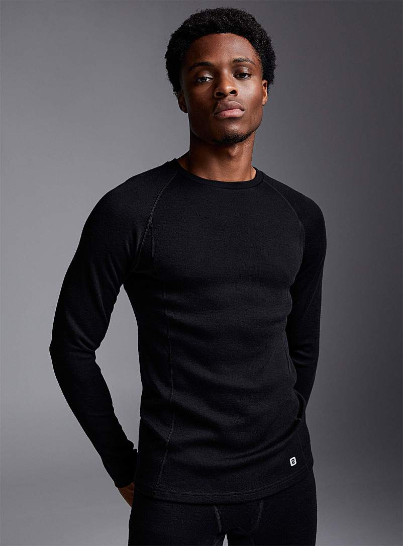I.FIV5 Black Responsible merino wool crew-neck top for men