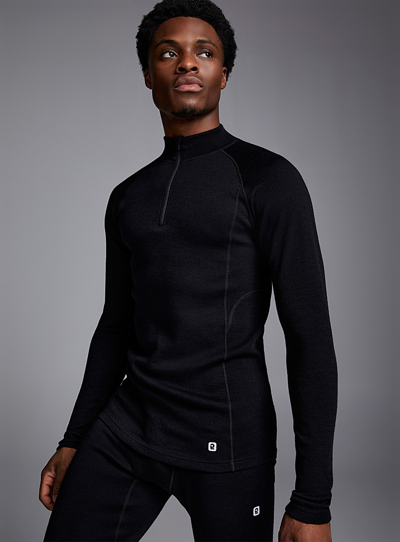 I.FIV5 Black Eco-friendly merino wool zipped-collar sweater for men