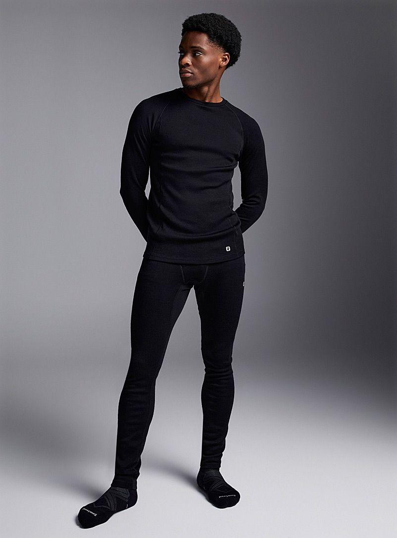 I.FIV5 Black Responsible merino wool thermal legging for men