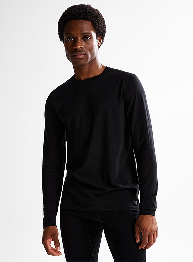 I.FIV5: Le t-shirt col rond m&eacute;rinos responsable Noir pour homme
