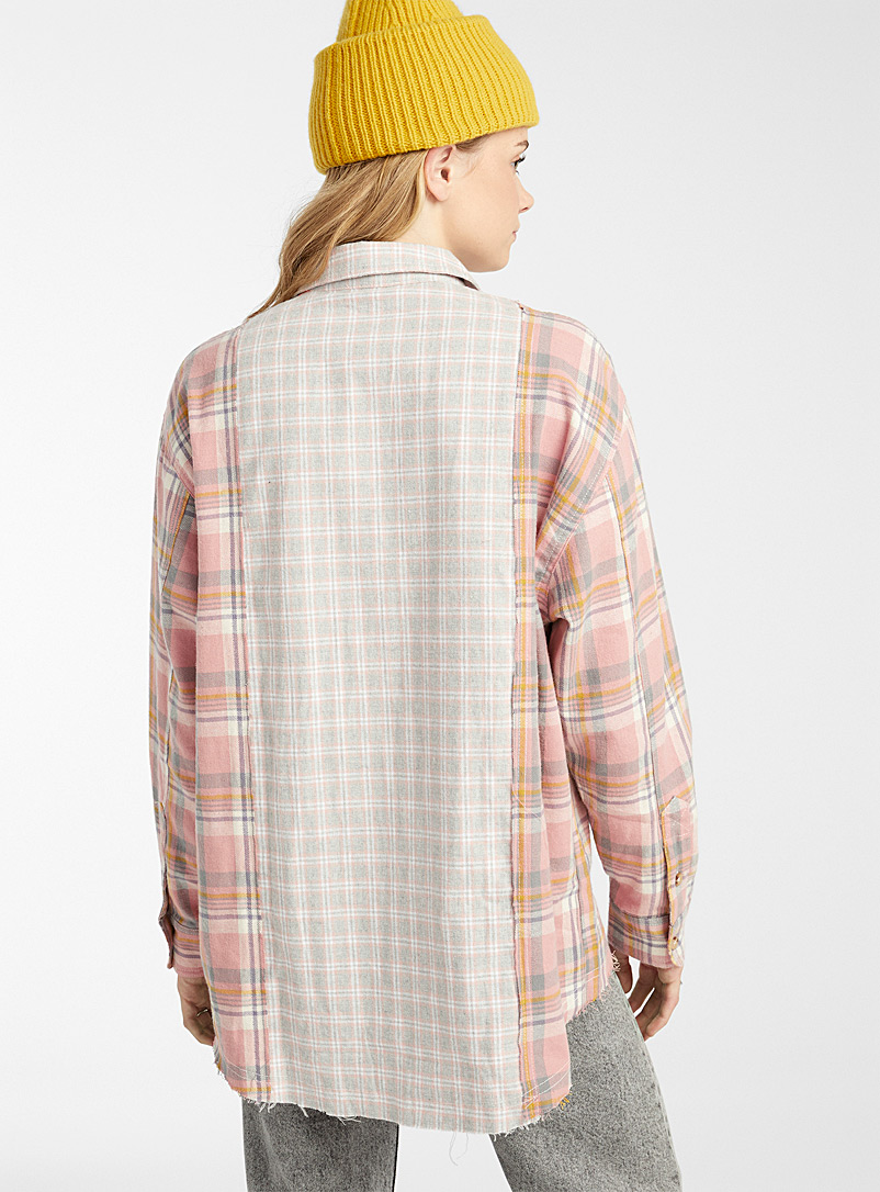 Twik Patterned Red Patchwork check flannel shirt for women