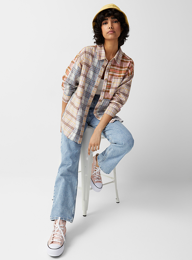 Twik Assorted Checkered pastel flannel shirt for women