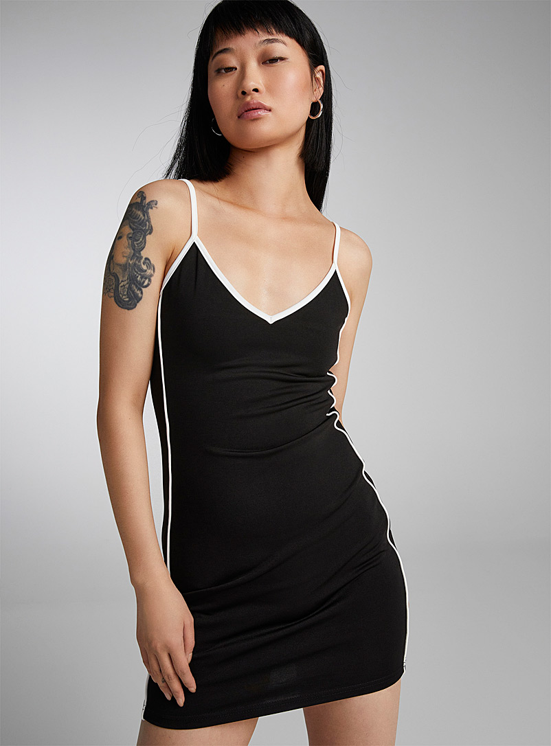 Twik: La robe à lisérés contrastants Noir pour femme