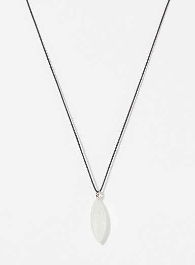 Frosted oval quartz long cord necklace