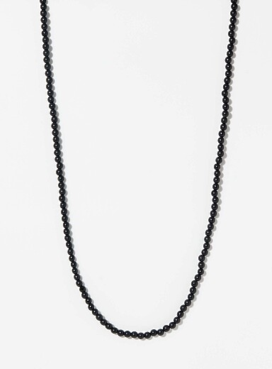 Long onyx bead necklace