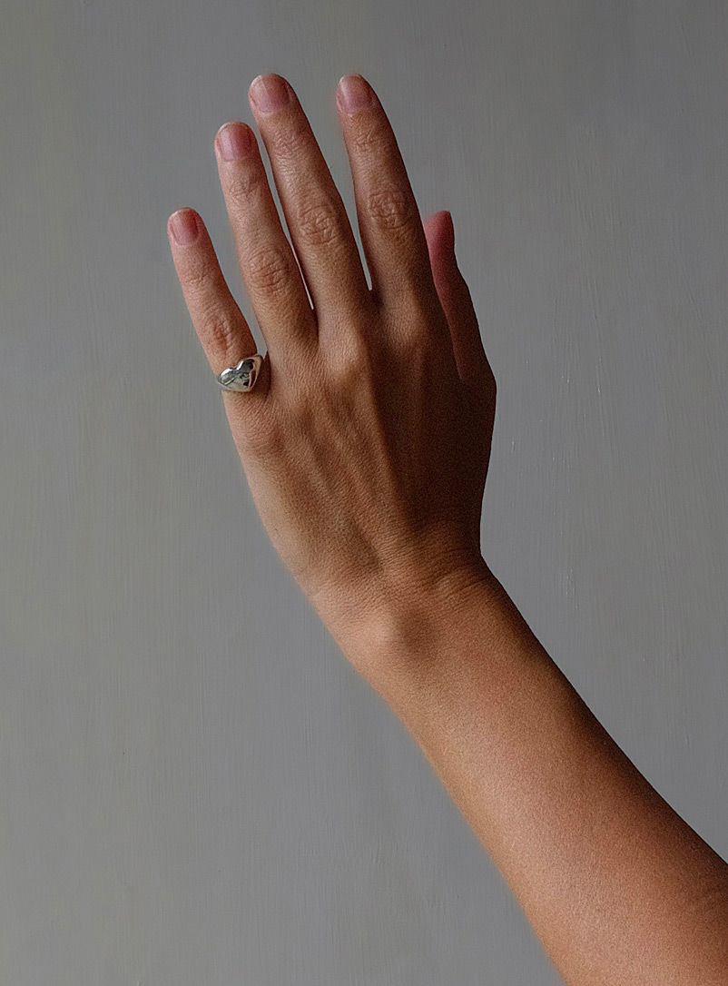 Annika Inez Silver Domed heart ring for women