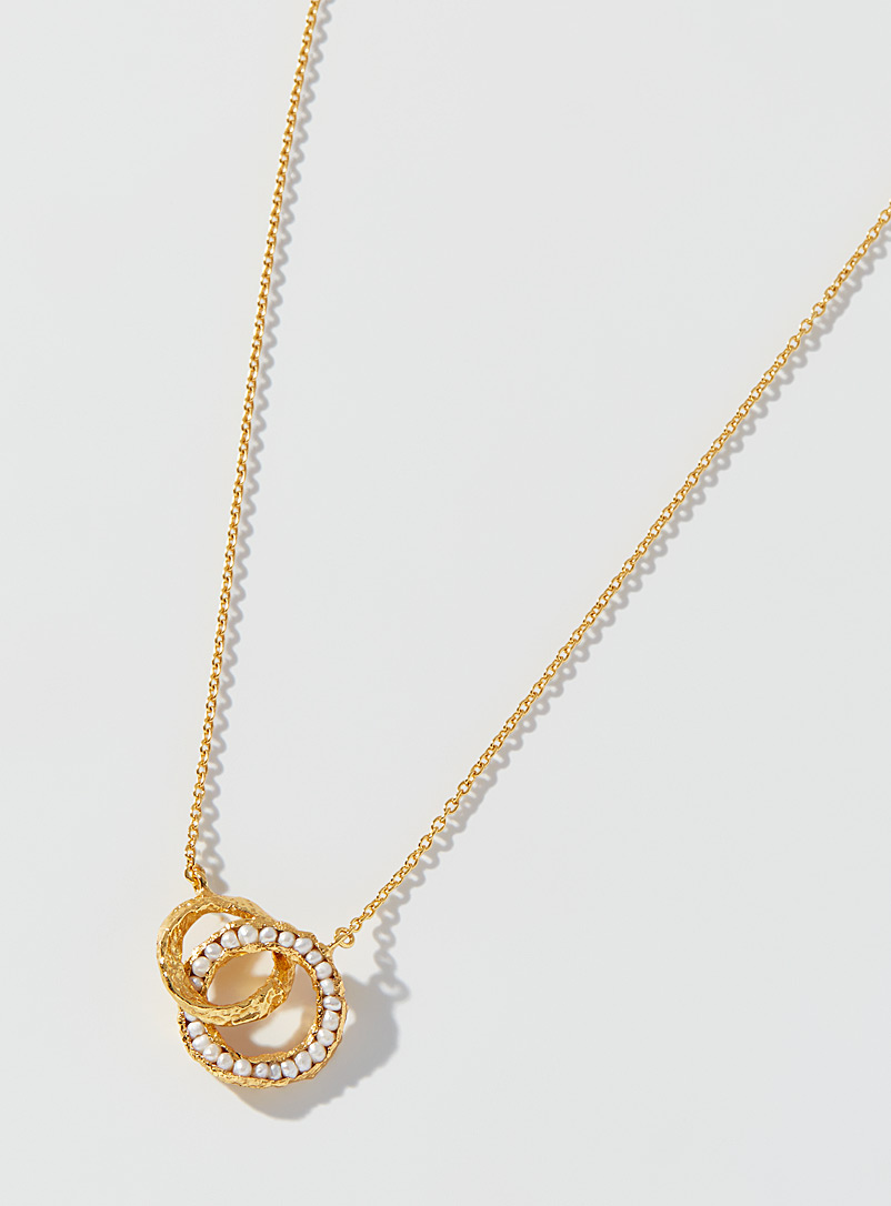 Pacharee: Le collier anneaux entrelacés perles Jaune à motifs pour femme