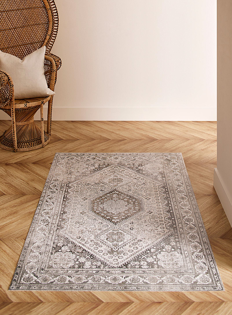 Simons Maison: Le tapis vinyle médaillon antique 99 x 150 cm Gris à motifs