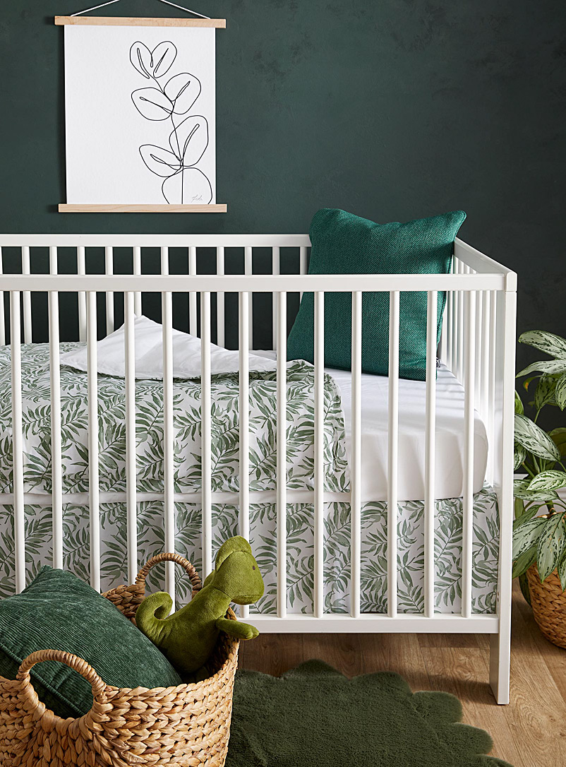 Perlimpinpin: L'ensemble de lit pour bébé 4 pièces Couette, housse de couette, drap contour et jupe de lit Vert assorti 