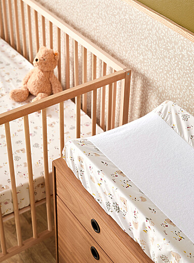 Perlimpinpin: L'ensemble de base pour b&eacute;b&eacute; 2 pi&egrave;ces Drap contour et housse pour matelas &agrave; langer Tropical