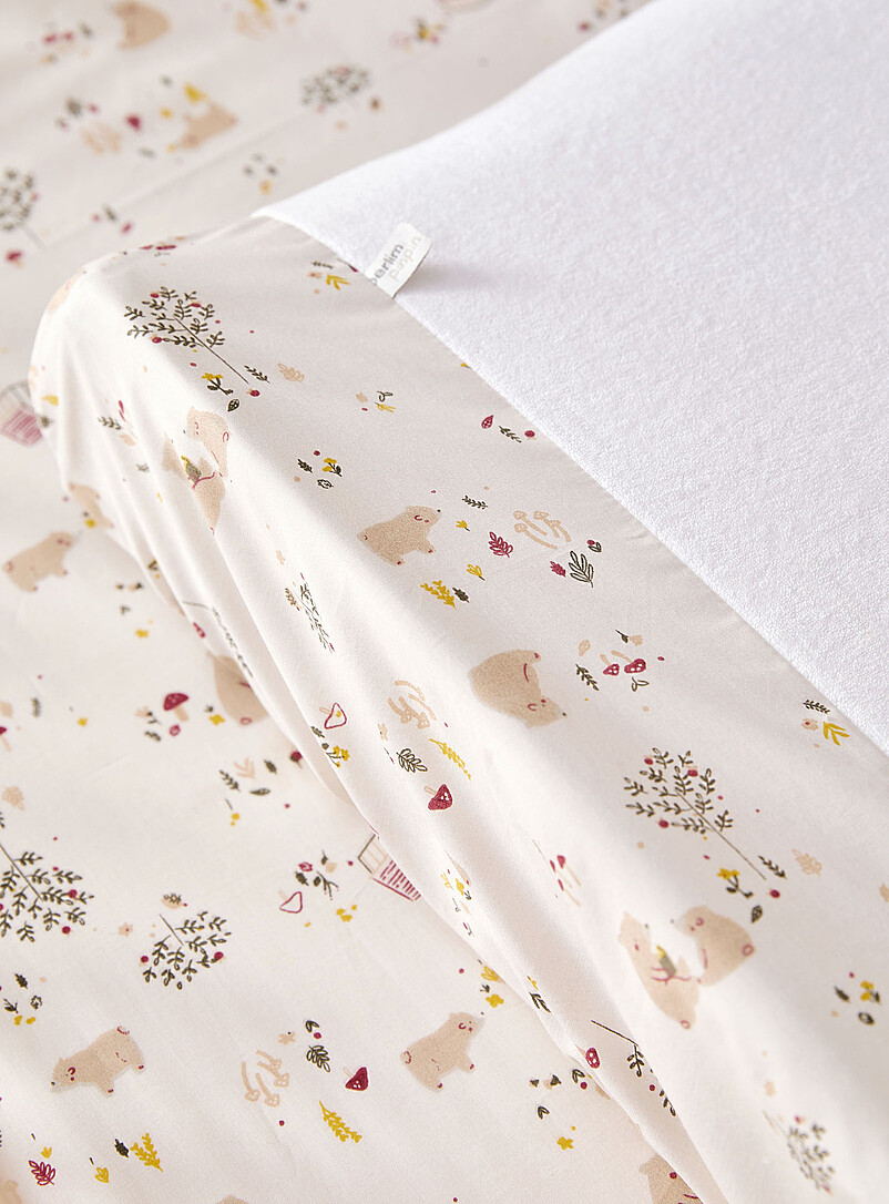 Perlimpinpin: L'ensemble de base pour b&eacute;b&eacute; 2 pi&egrave;ces Drap contour et housse pour matelas &agrave; langer Tropical
