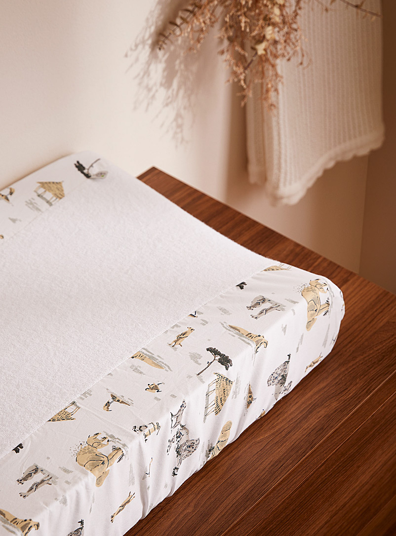 Perlimpinpin: L'ensemble de base pour b&eacute;b&eacute; 2 pi&egrave;ces Drap contour et housse pour matelas &agrave; langer Tropical