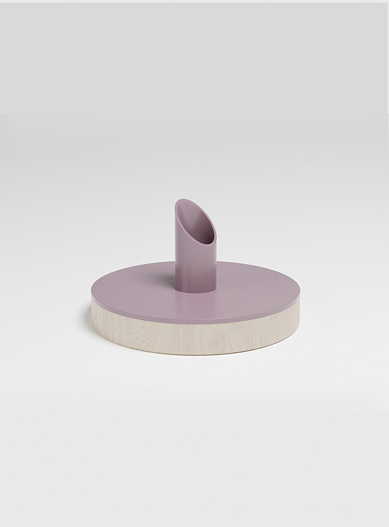 ALPHABET Lilacs Maple and steel candleholder