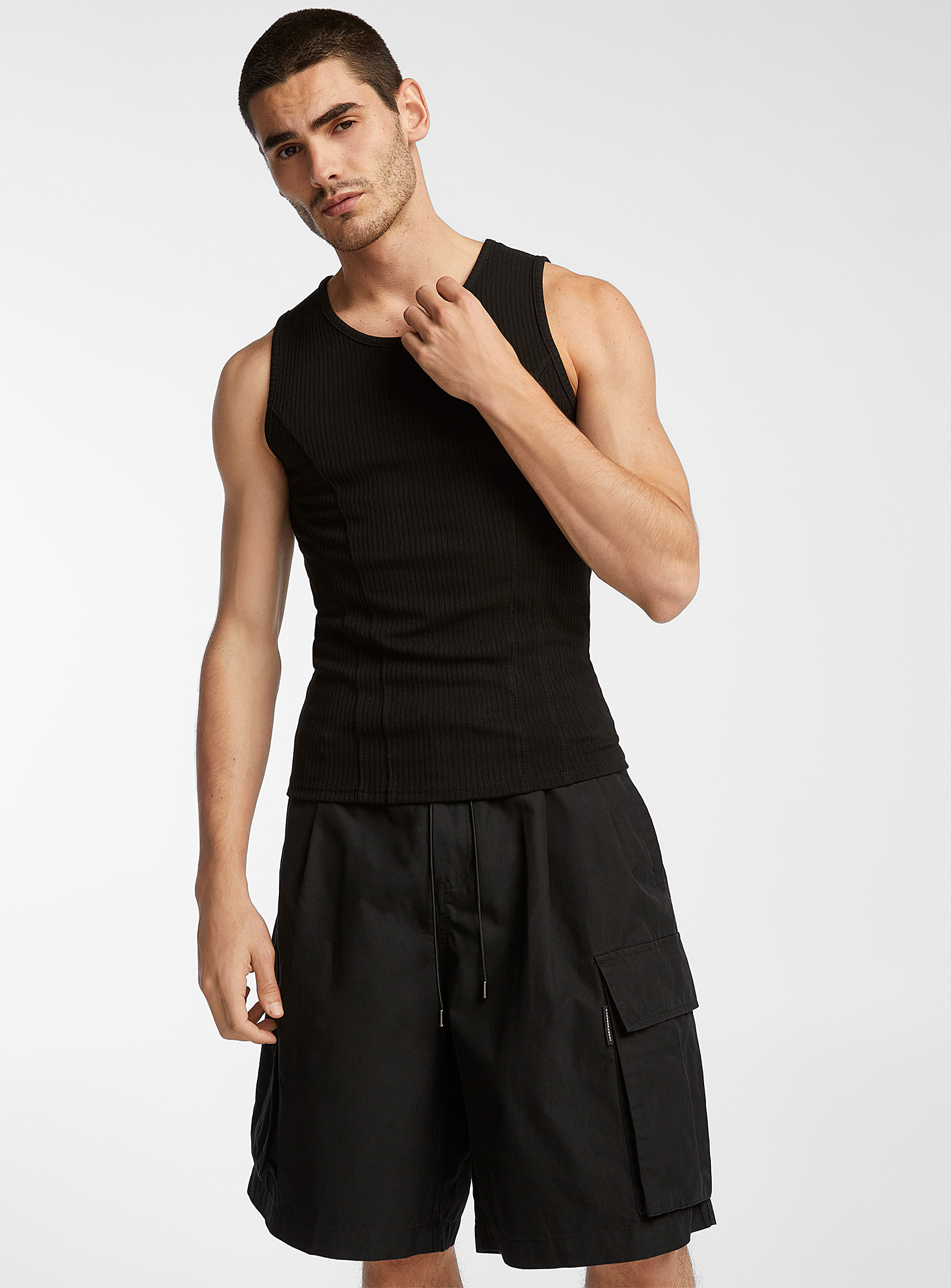 Le 31 Fitted Ribbed Tank In Black