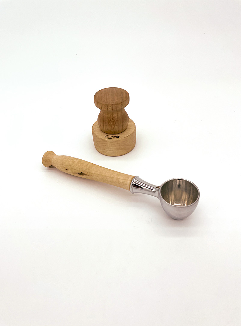 Gabriel Perreault Brown Coffee press and spoon set
