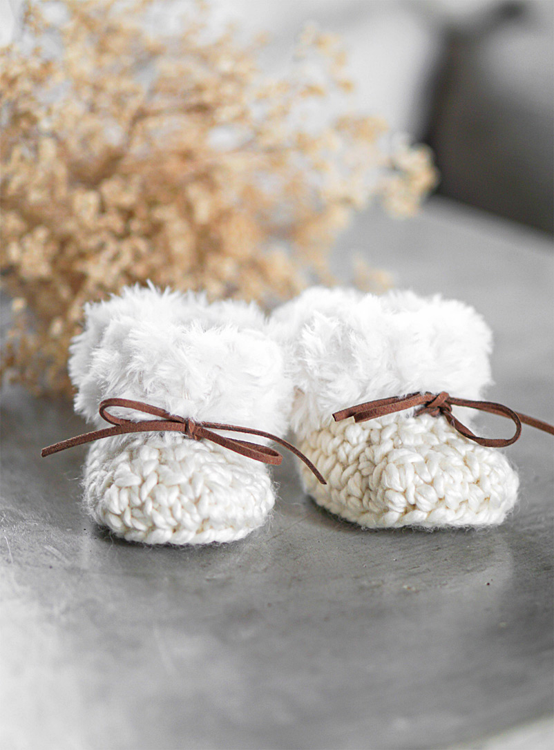 CROCHETMILIE Cream Beige My First Moccasins slippers Kids