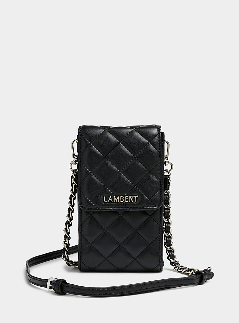 Lambert Black Delilah topstitched phone clutch for women