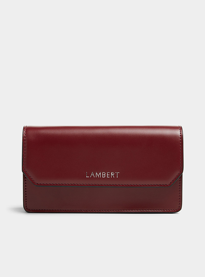 Lambert: Le portefeuille XL rabat Layla Rouge foncé-vin-rubis pour femme