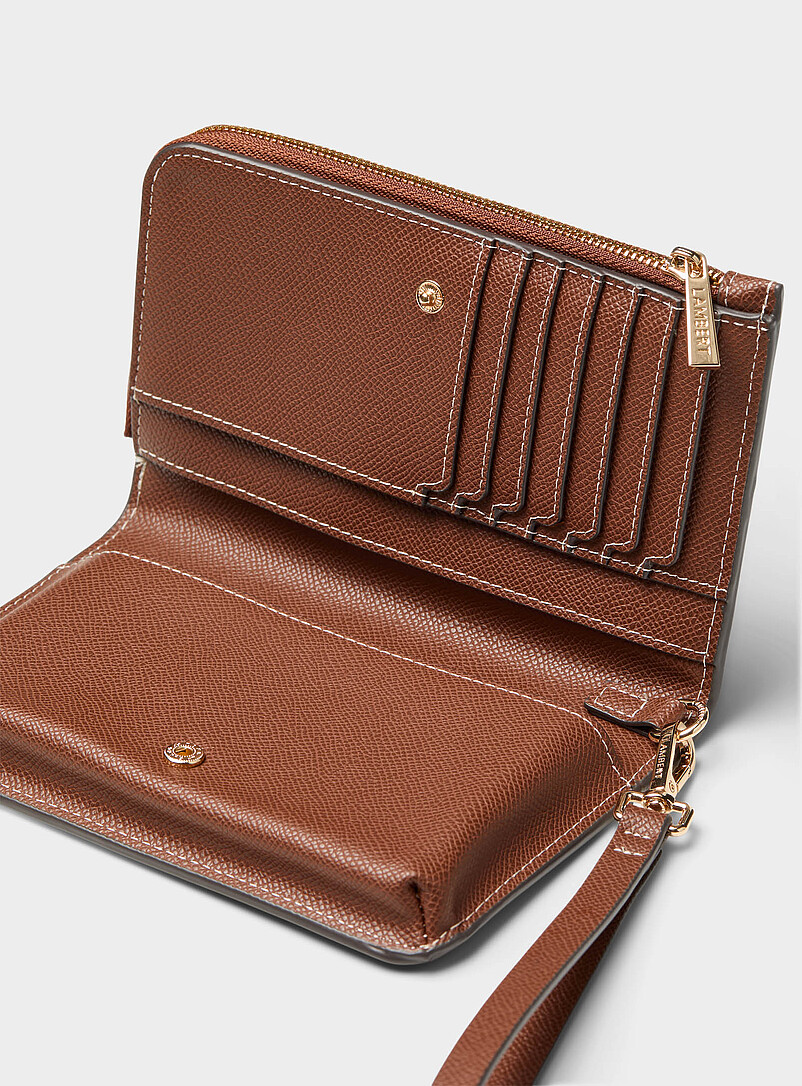 Lambert: Le portefeuille pliable grenu Quinn Noir pour femme