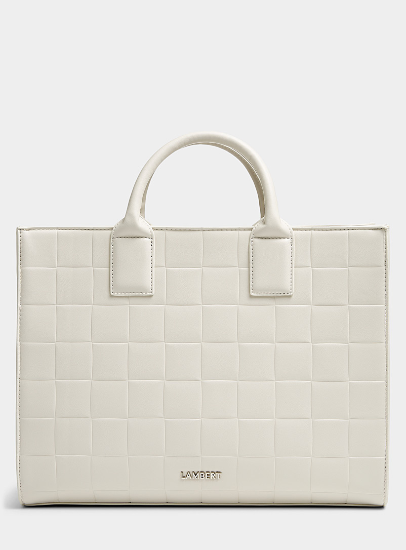 Lambert Ivory White Béatrice embossed tote for women