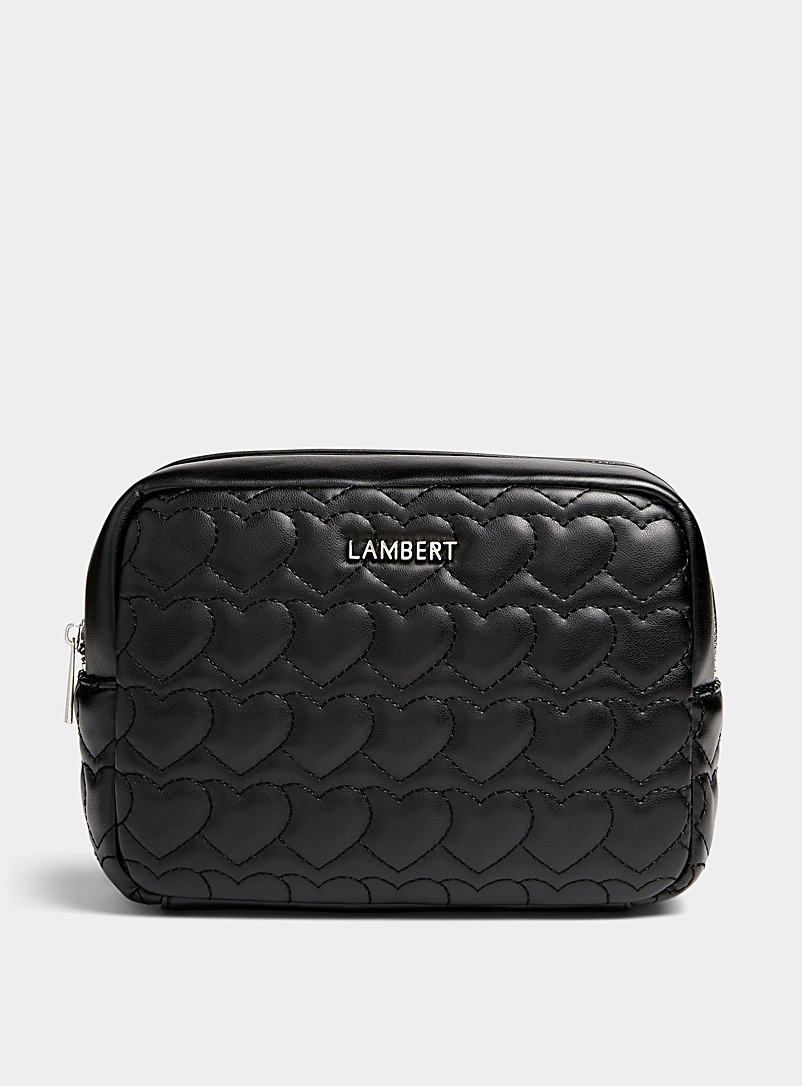 Lambert Black Rosie topstitched hearts cosmetic case for women