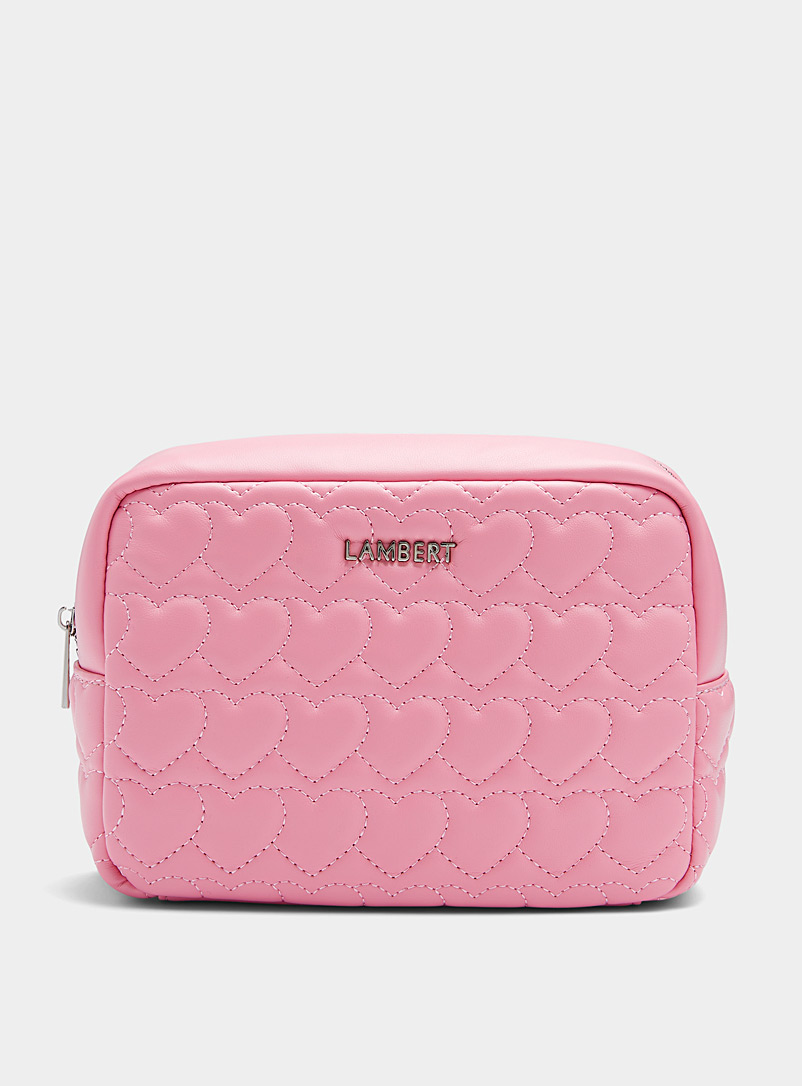 Lambert Pink Rosie topstitched hearts cosmetic case for women