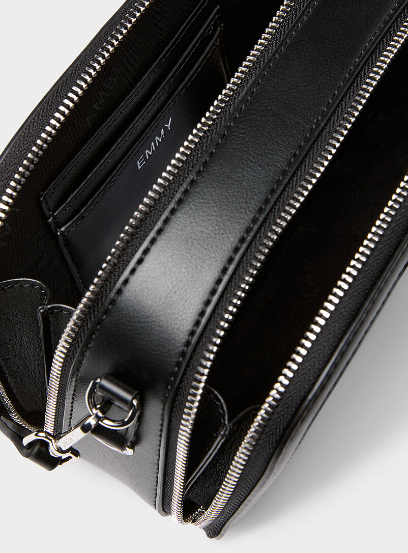 Lambert: Le sac bandouli&egrave;re surpiqu&eacute; Emma Noir pour femme