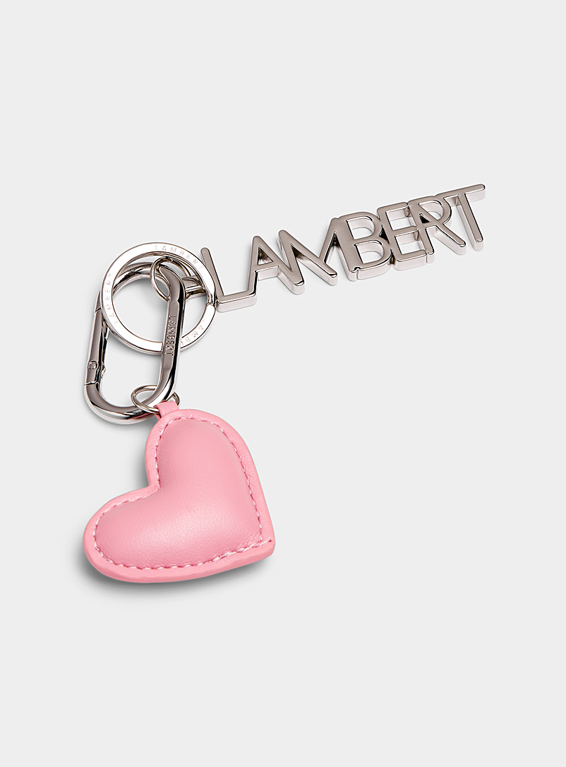 Lambert Pink Adore heart and logo key ring for women
