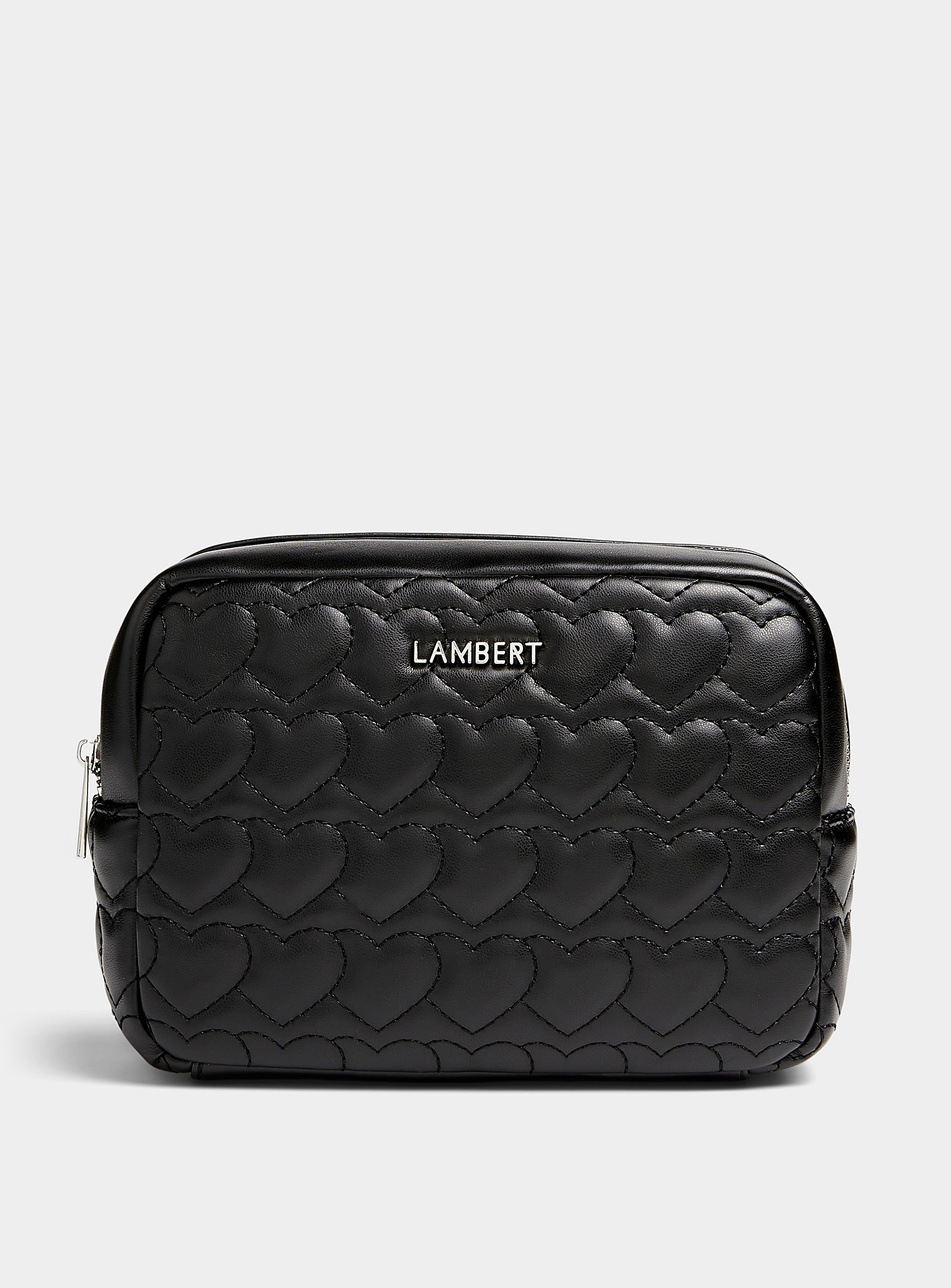 Lambert Rosie Topstitched Hearts Cosmetic Case In Black